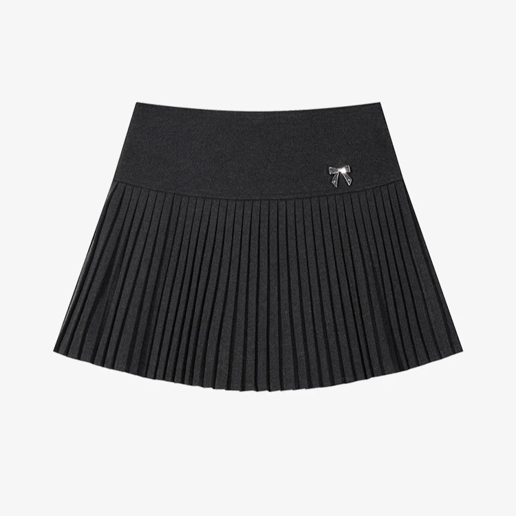 现现-秋冬高腰毛呢百褶半身裙显瘦气质a字短裙Y41247362