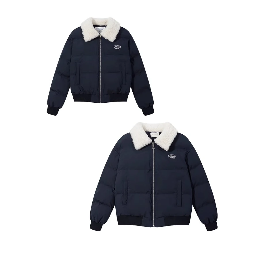 羊城故事-秋冬新款翻领拉链保暖棉服外套短款加厚大衣Y41146908HJ