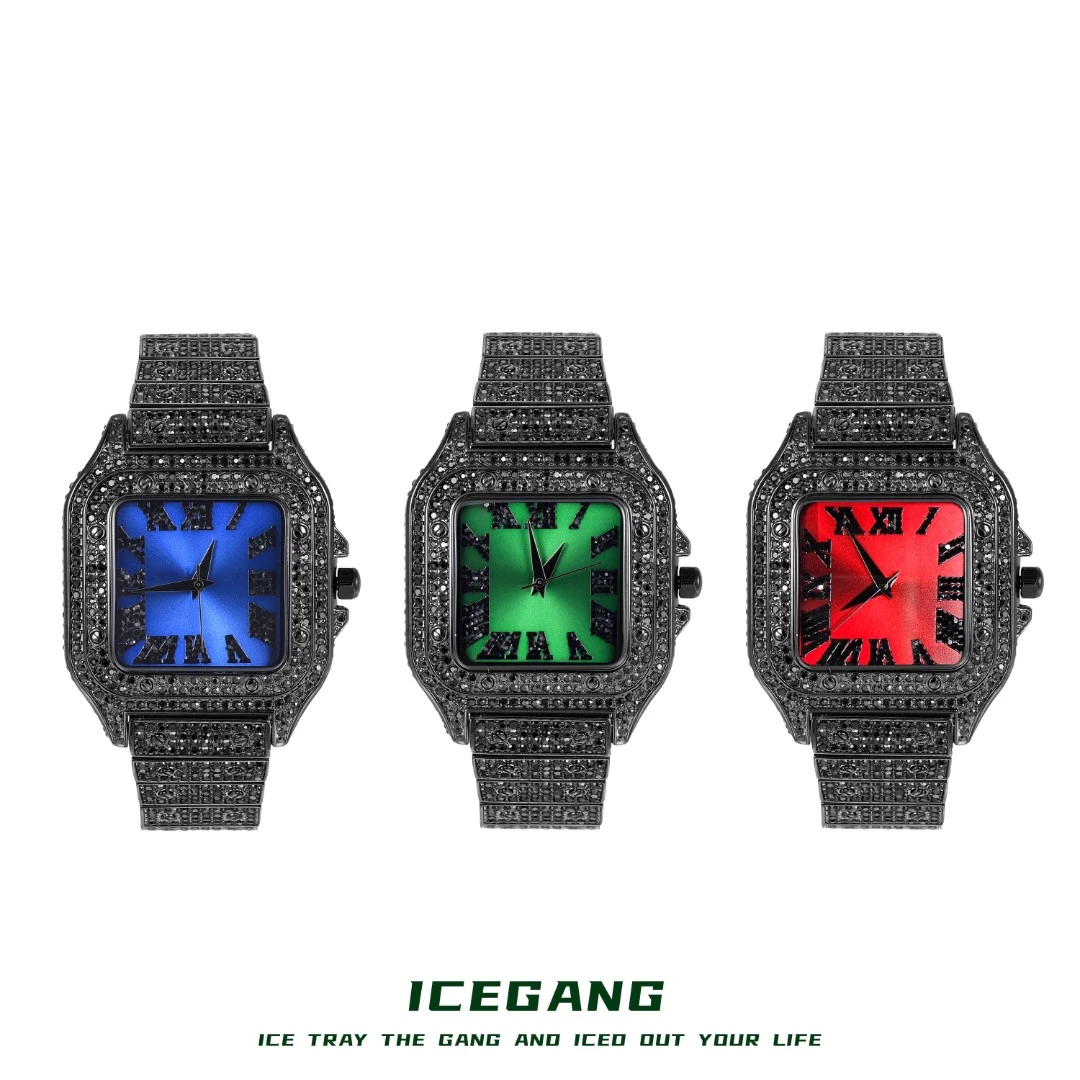 ICEGANG原创武士系列武士彩钻方盘满钻腕表国潮时尚爆款男女创意