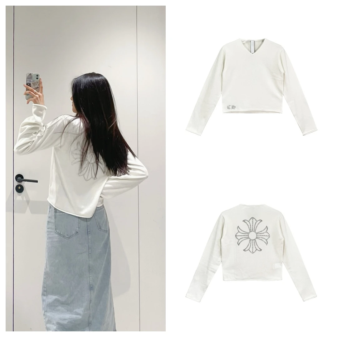 Chrome Hearts/克罗心 水钻十字羊绒针织毛衣 长袖 白色
