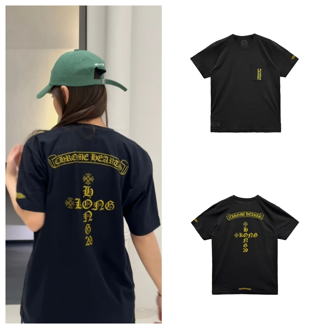 Chrome Hearts/克罗心 香港限定背卷轴十字短袖 黑色
