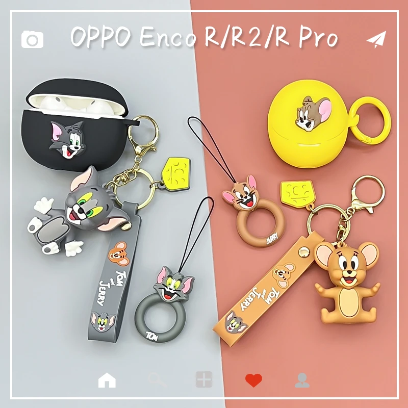 猫和老鼠适用OPPO Enco R2蓝牙耳机保护套矽胶enco r耳机壳防摔OP