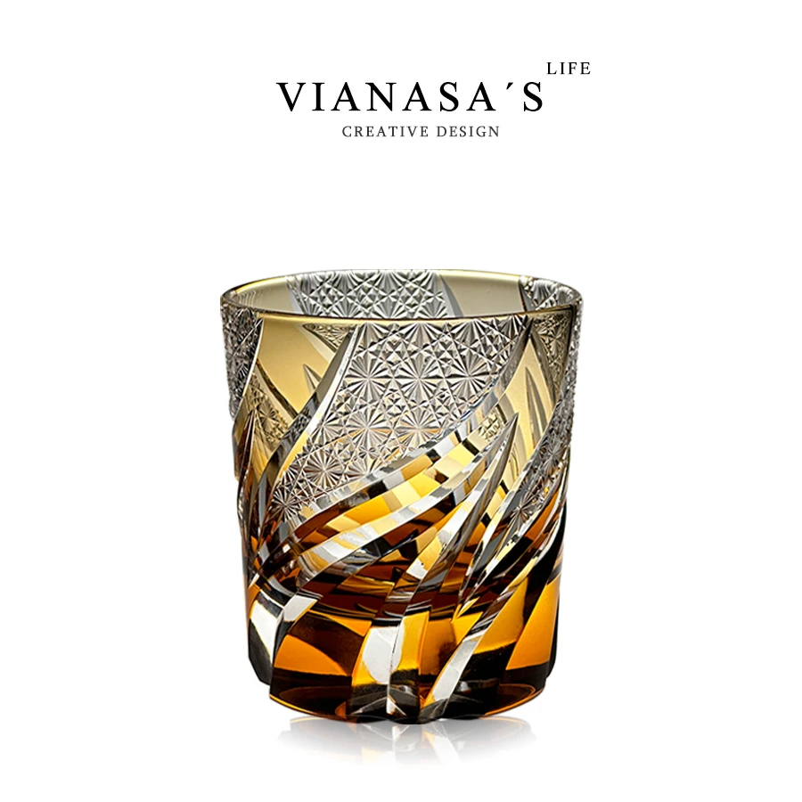 VIANASA'S漾江户切子杯水晶玻璃威士忌杯洋酒烈酒杯子家用水杯
