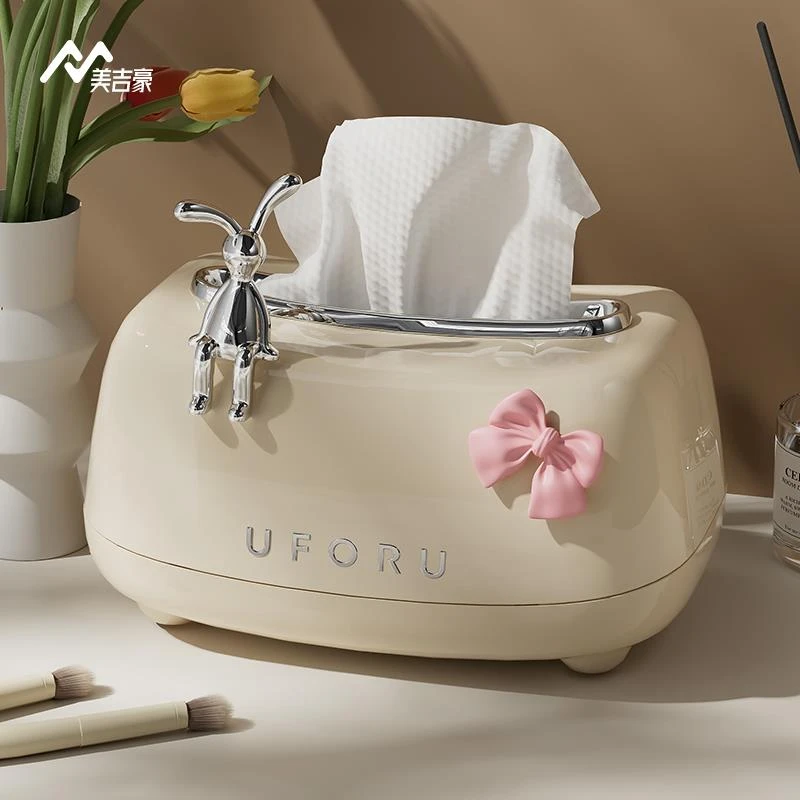 纸抽盒轻奢高档客厅家用餐桌创意弹簧纸巾盒ins奶油风茶几收纳盒