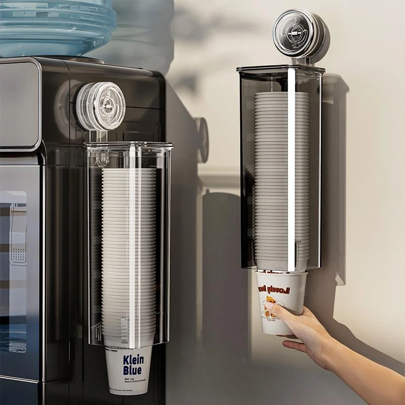 吸盘一次性杯子取杯器家用自动饮水机纸杯架壁挂式厨房收纳置物架