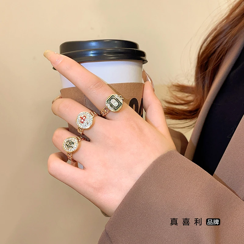 【中发白】麻将戒指 真喜利品牌 开口戒 可旋转 小众设计高级感