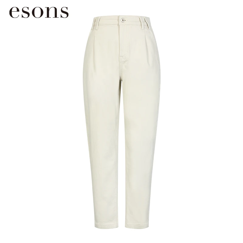 esons/爱城市米白色修身牛仔裤休闲长裤34657460