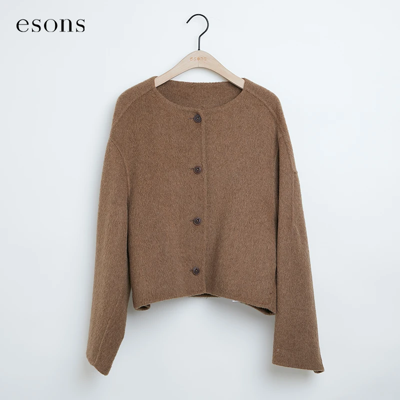 esons/爱城市【商场同款】法式气质慵懒宽松单排扣毛呢外套35863250