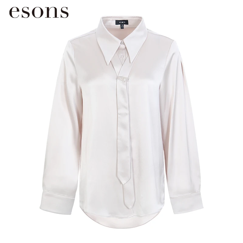 esons/爱城市【商场同款】新款可拆卸系带长袖光泽感衬衫34812070