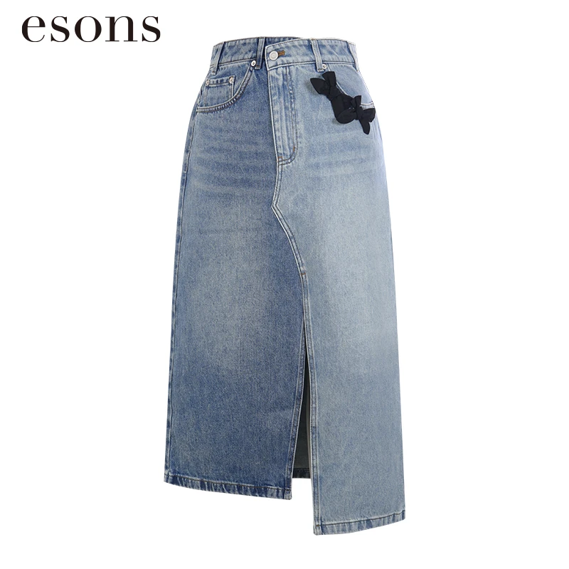 esons/爱城市 可爱不对称牛仔女装半身裙35243330