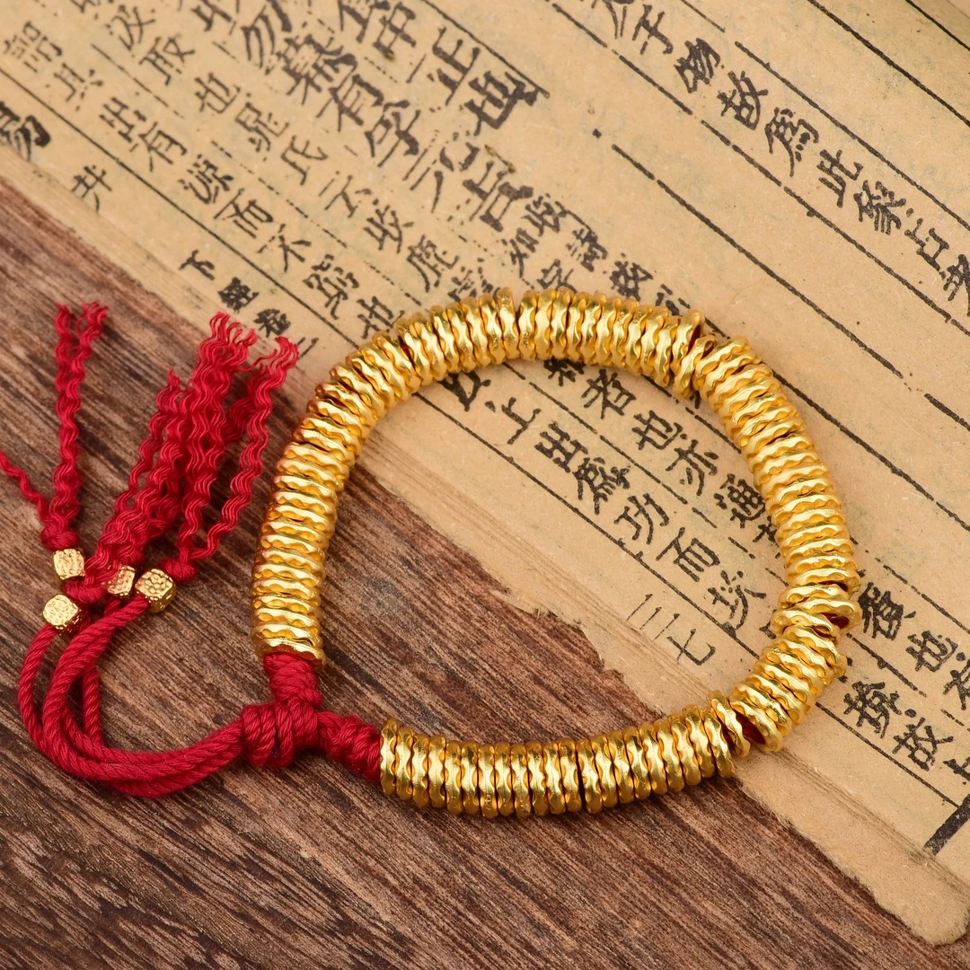 铜合金手链 碎碎金盘缠手链腰缠万贯复古传承小方糖手串古法编织