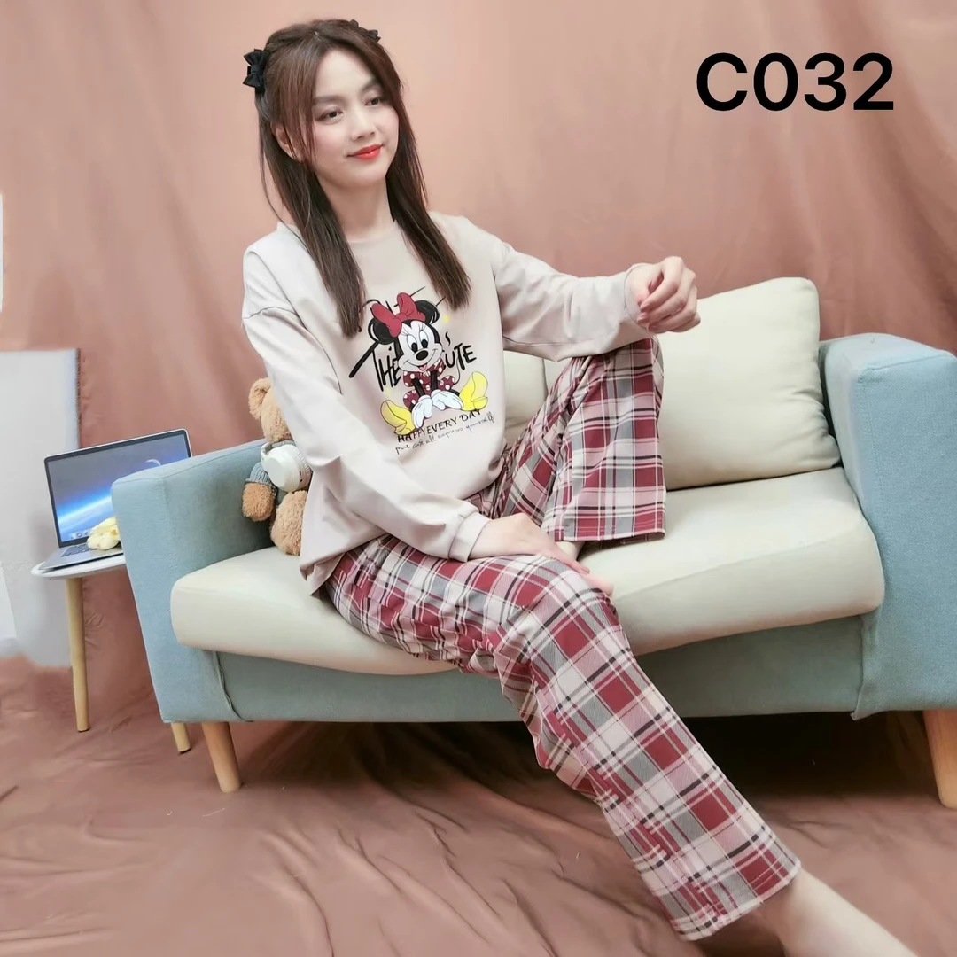 米奇红格新款长袖睡衣春秋女轻奢可外穿甜美简约休闲风家居服套装