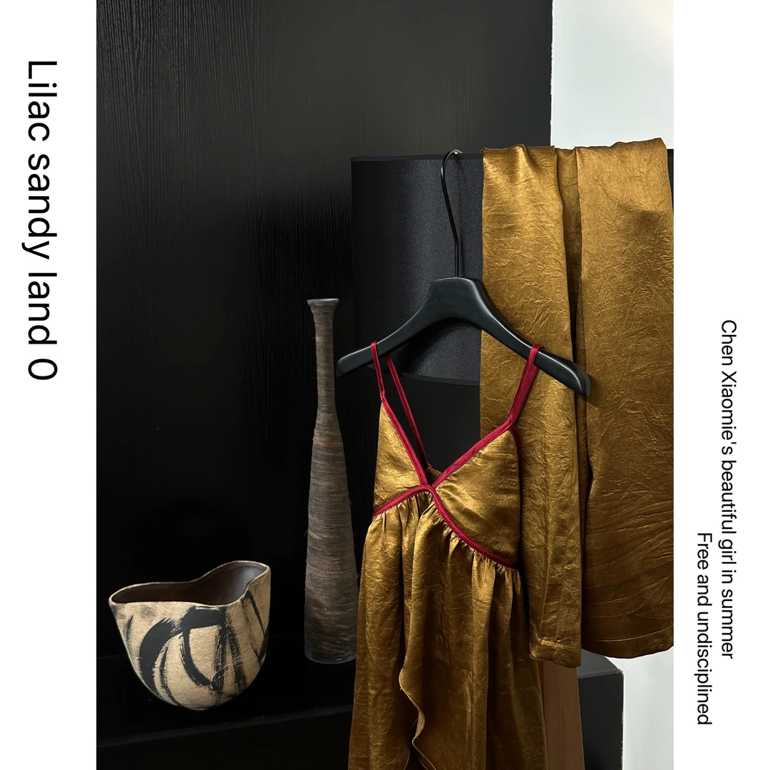 【碧落：扶光】8060#夏款100%醋酸鎏金色上衣