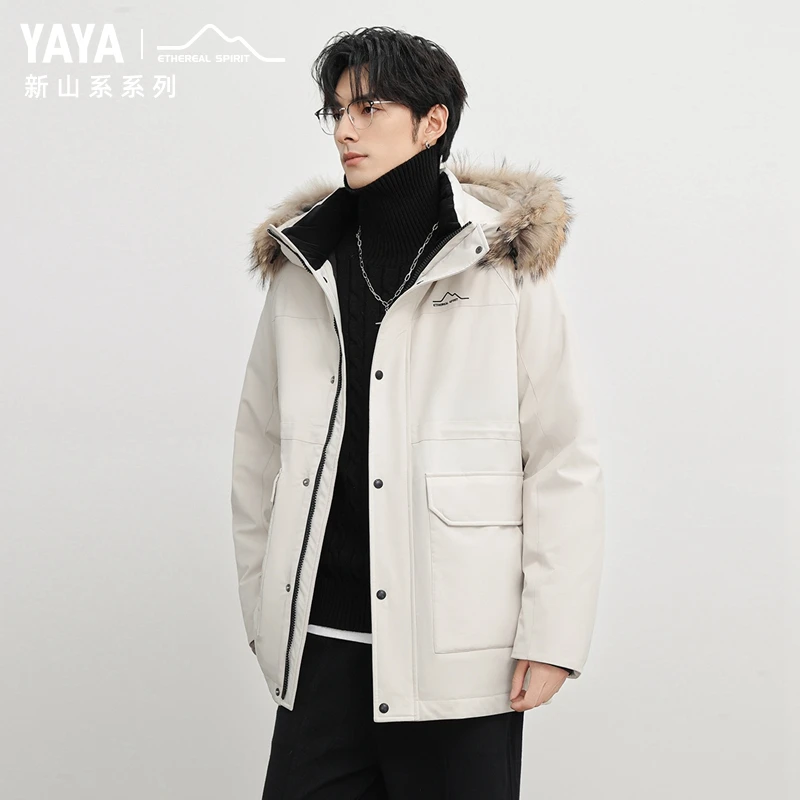 YAYA/鸭鸭冬季新款保暖时尚情侣羽绒服加厚中长款男女防风外套