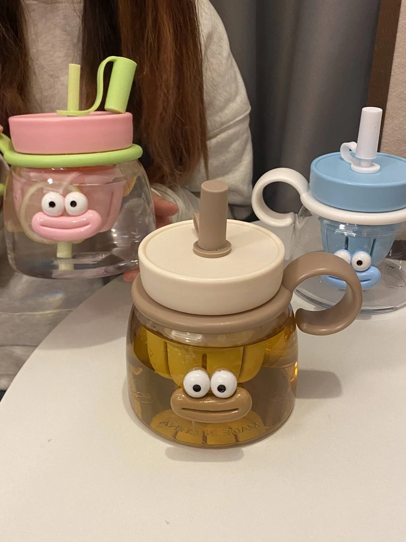 【00和猫】水杯大容量耐热塑料杯学生创意大肚杯少女心便携吸管杯家