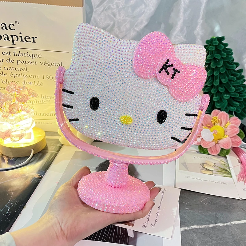 【屏侗】hellokitty镜子DIYKT猫闪亮贴钻台式镜材料包创意生日礼物