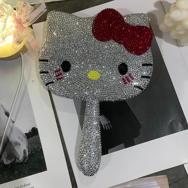 hellokitty满钻镜子手持化妆镜diy手工贴钻学生钻石镜送闺蜜礼物