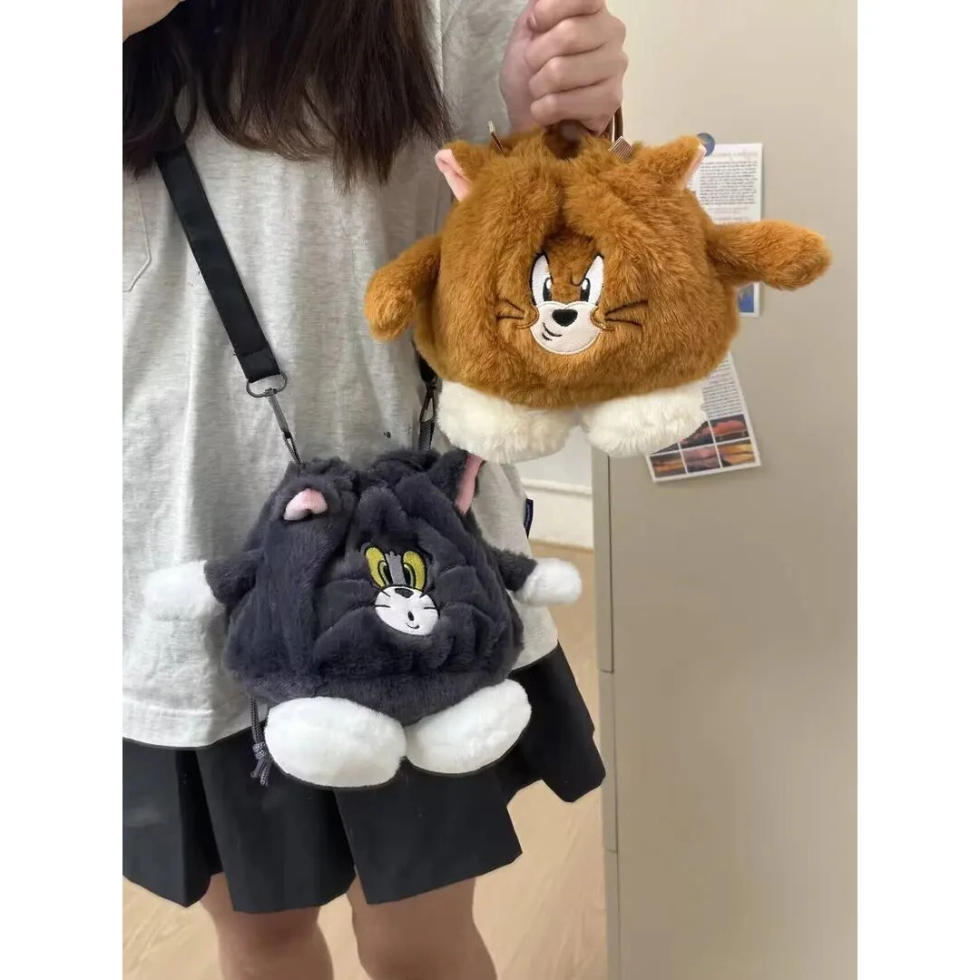 网红新款猫和老鼠卡通毛绒类玩具礼物玩偶毛绒包汤姆杰瑞斜挎包