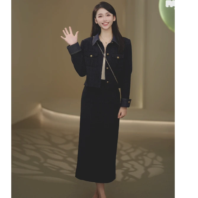 【两件套】女装2025春季小香风气质上衣套装半身裙CC