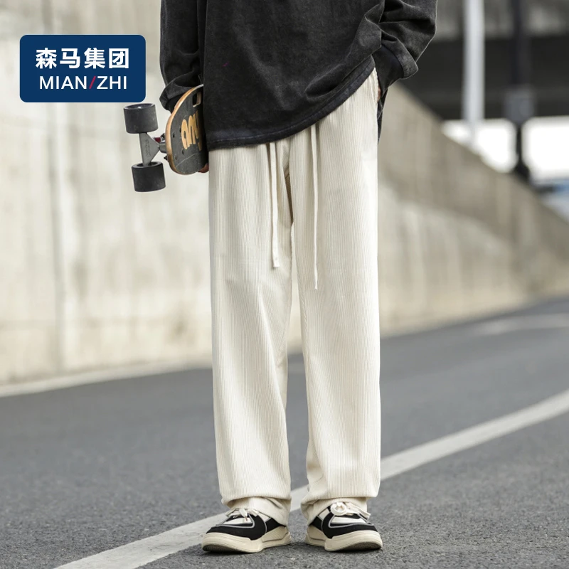 棉致男长裤2024新款灯芯绒直筒宽松休闲裤阔腿垂感百搭高街长裤