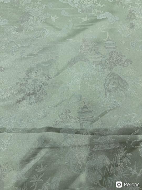 《重磅绿色》004真丝双面提花丝绸面料人丝布料 定制商品不支持退换