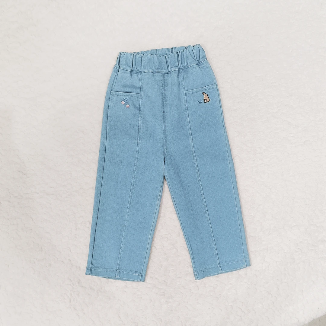 儿童裤子女中小童樱桃小兔牛仔裤R02