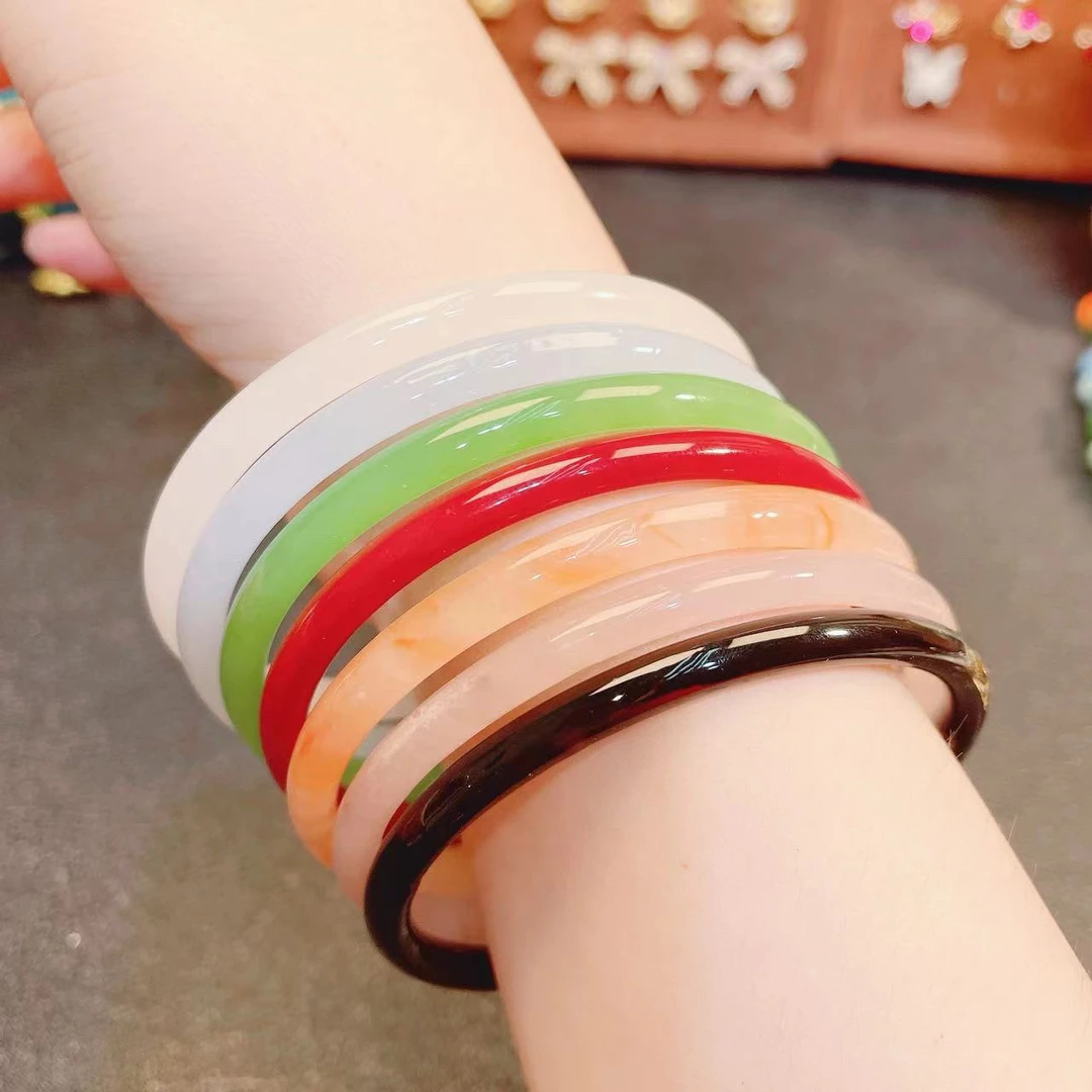 非金属玻璃手镯 非金属玻璃手镯（直播拆）琉璃仿玉叮当镯新中式