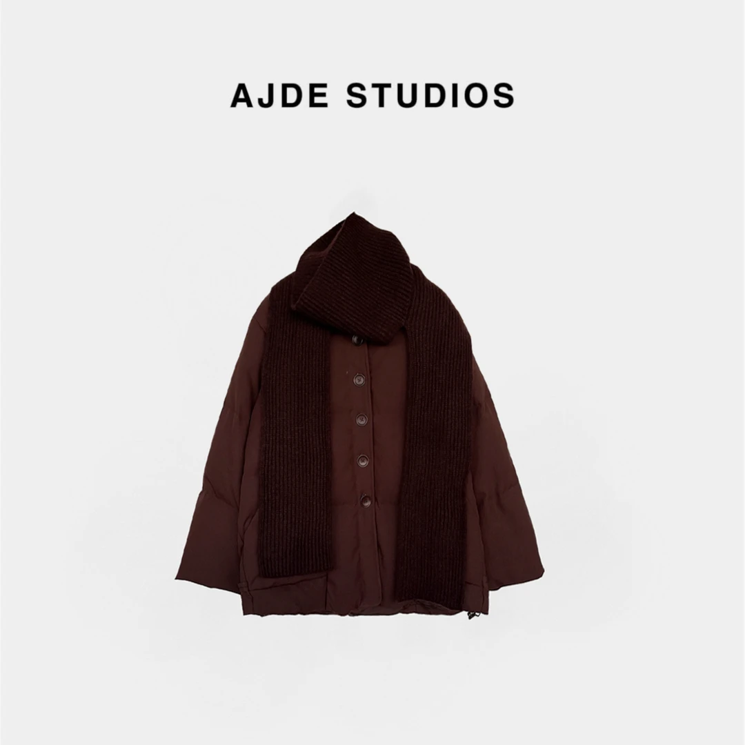 AJDE｜针织围脖无领羽绒服01