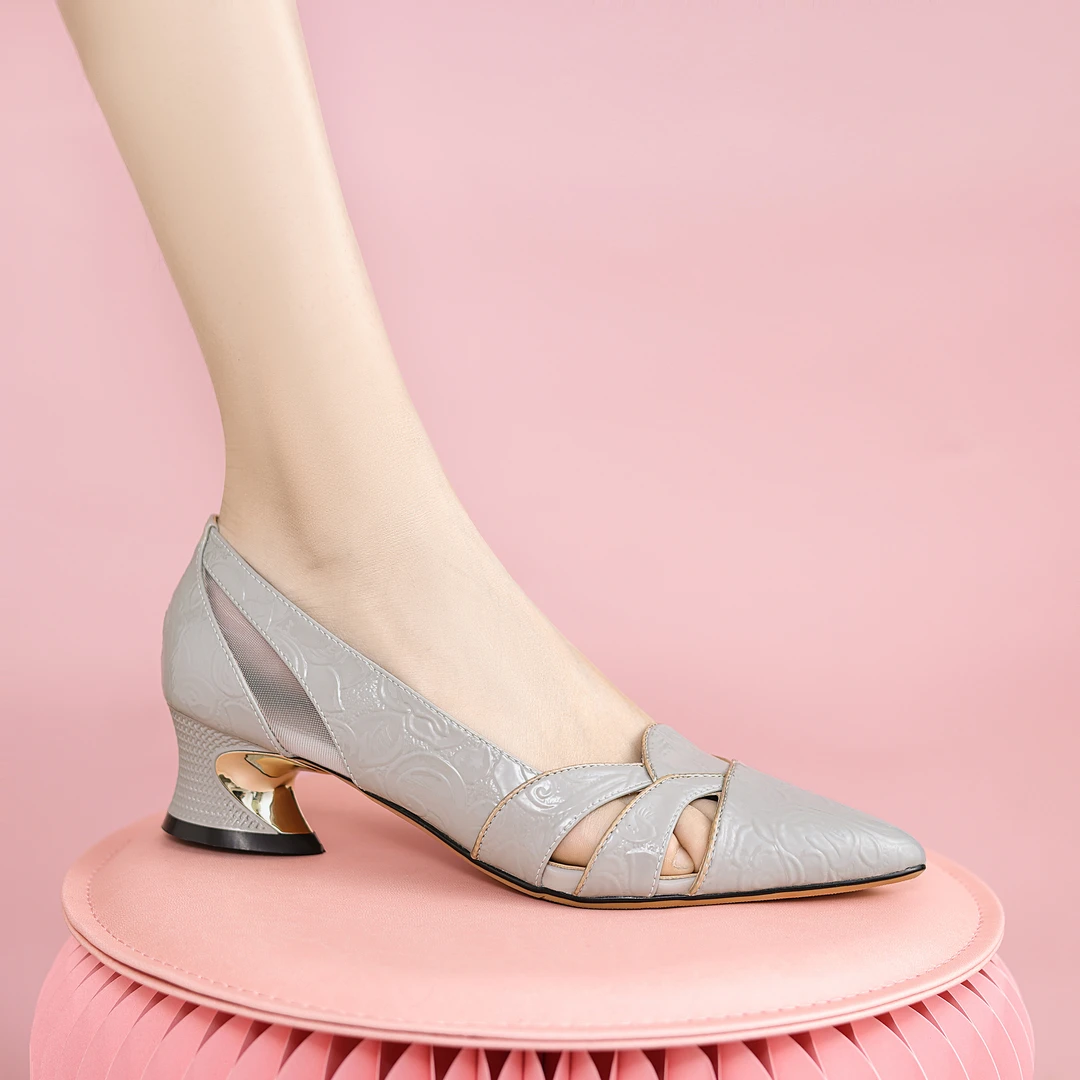 2024新款女鞋气质单鞋时尚粗跟高跟尖头跟鞋女士舒适x07-h90 0151