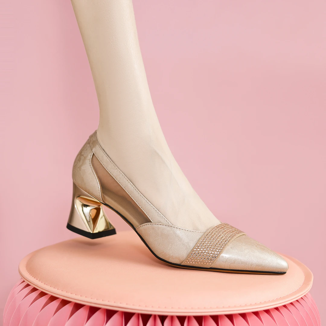 梵悦诗女鞋百搭夏季通勤时尚软底尖头浅口欧根纱透气单鞋x88-t193