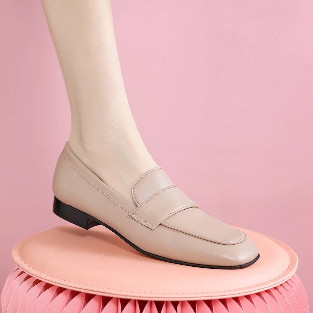 2024新款百搭圆头乐福鞋乐福鞋女鞋皮鞋单鞋百搭真皮软底x391-5