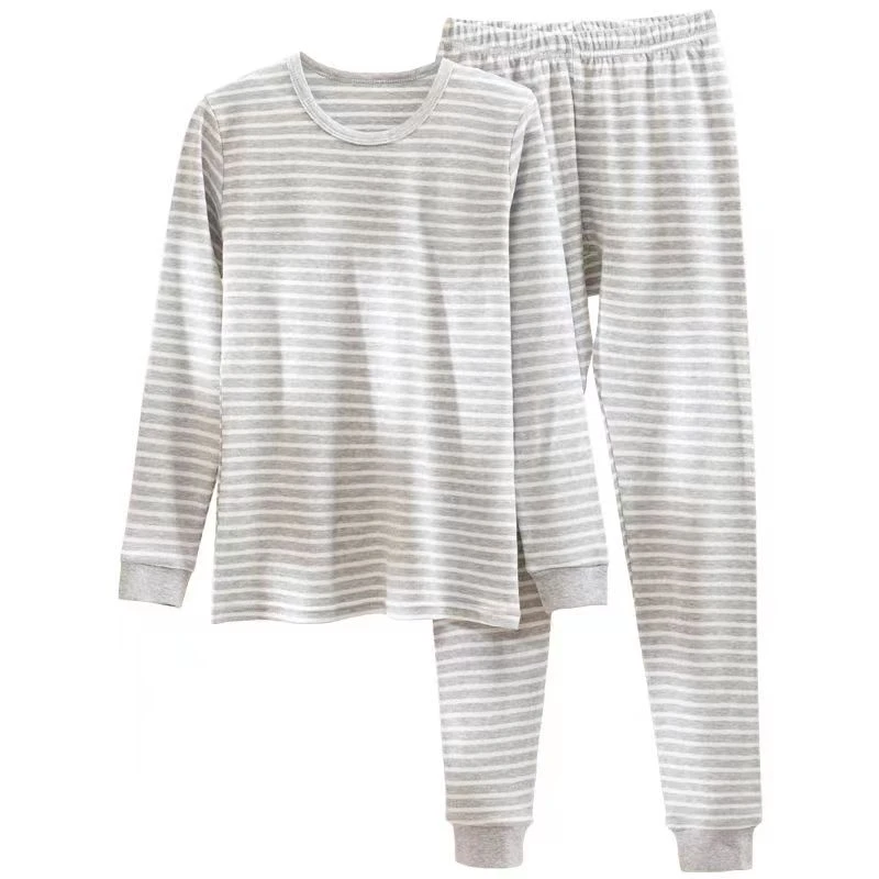 儿童秋衣冬季裤套装直播链接打底条纹秋冬长袖女士男士圆领春秋