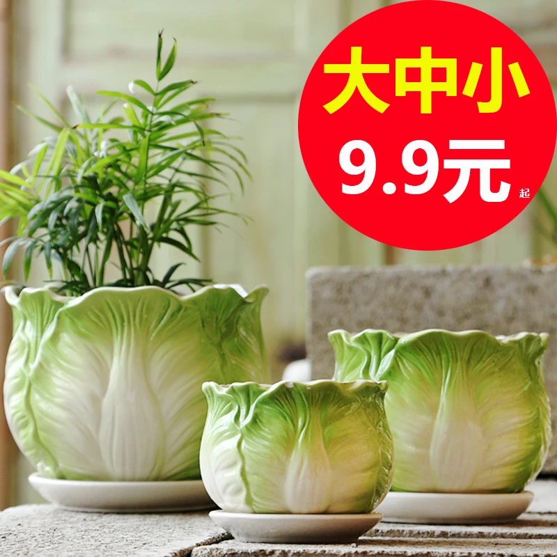 陶瓷花盆带托盘特大号清仓捡漏绿萝兰花创意简约家用多肉小花盆