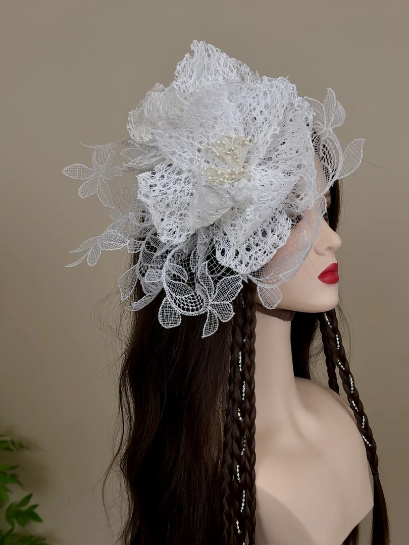 手工大花蕾丝夸张头饰