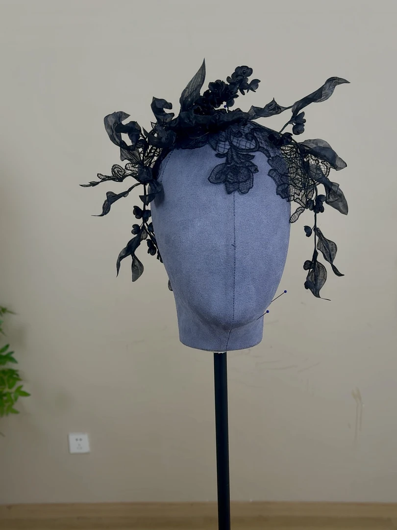 黑色手工花铃兰大支头饰