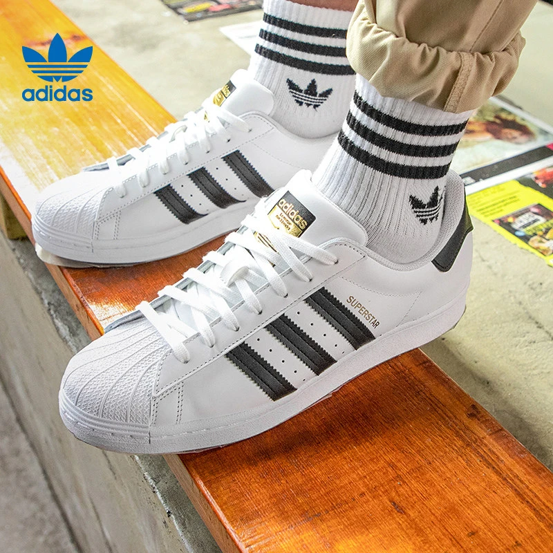 阿迪达斯Adidas三叶草女SUPERSTAR休闲金标贝壳头运动板鞋FV3284