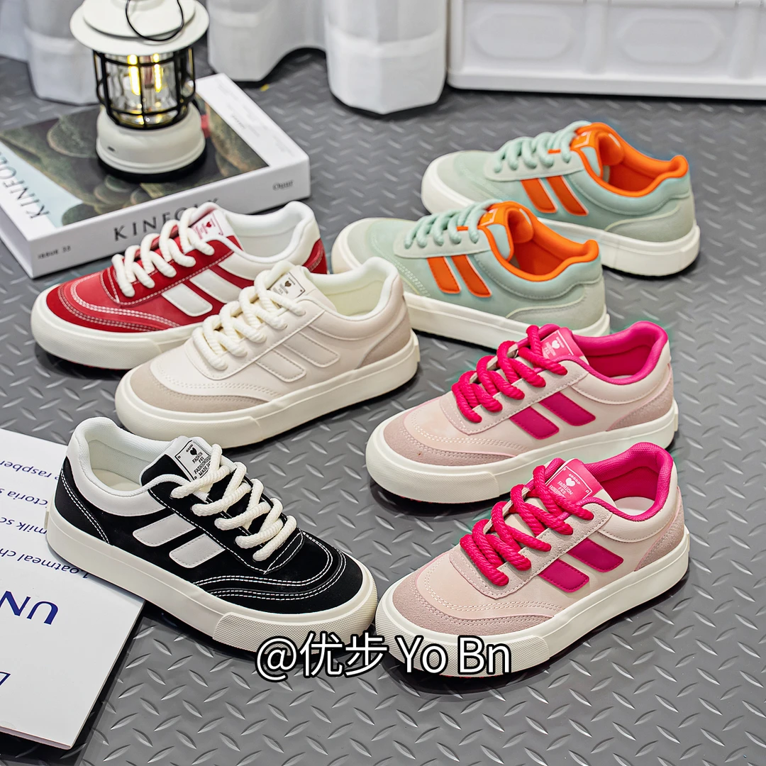 【皮面】2025春季新款韩版低帮小白鞋女ins学生休闲鞋H1098