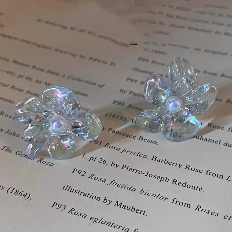 铜合金耳饰 【N246】气质蓝色少女复古超仙甜美小清新法式小众耳钉