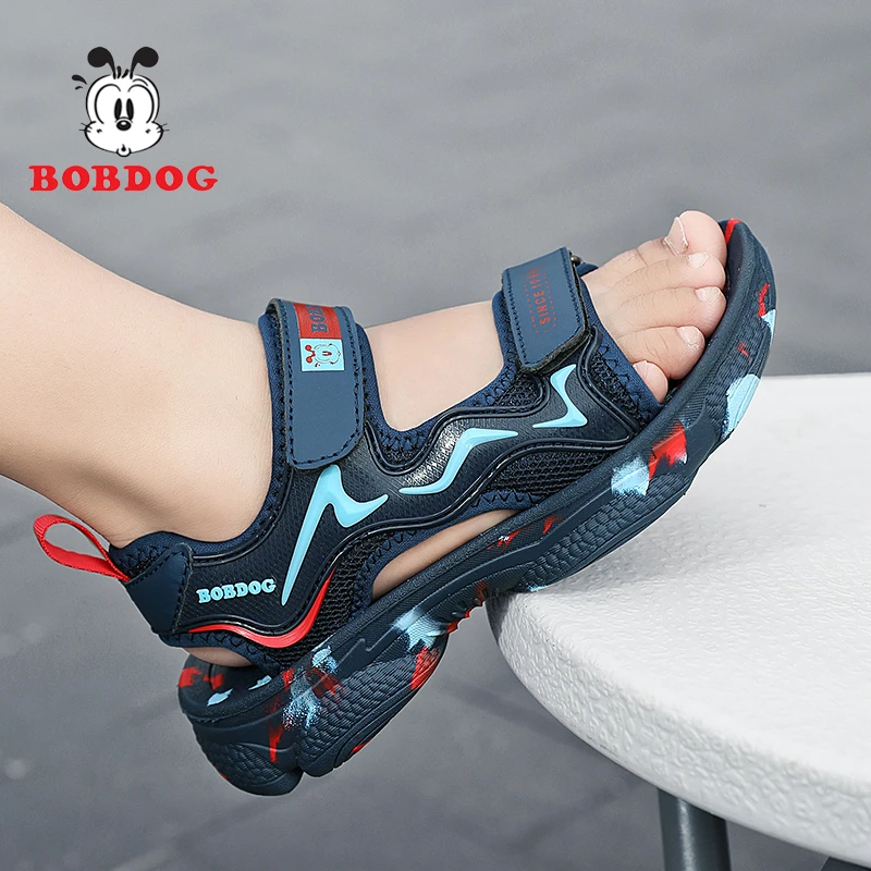 巴布豆童鞋男童夏季时尚运动凉鞋中大童男孩软底透气学生沙滩鞋子