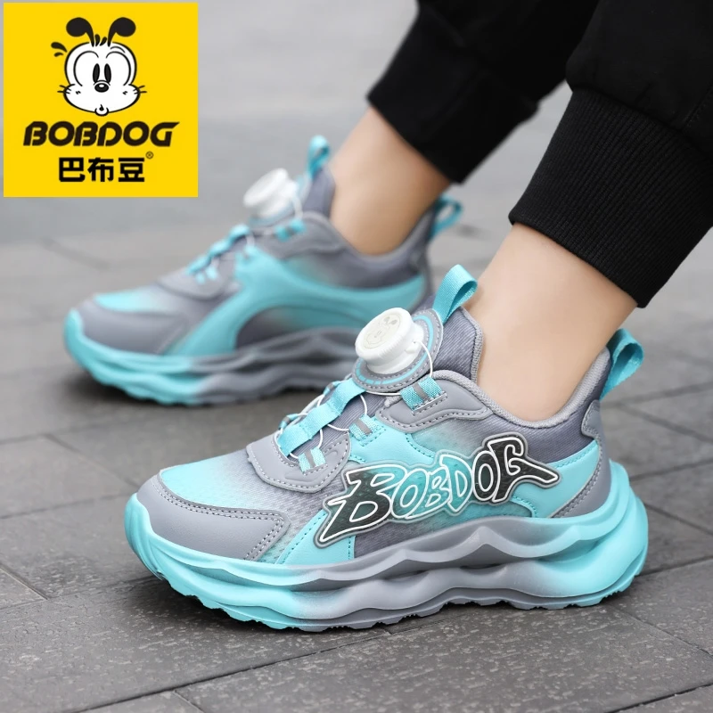 巴布豆正品童鞋儿童秋季潮款透气运动鞋男童中大童旋转纽扣跑步鞋