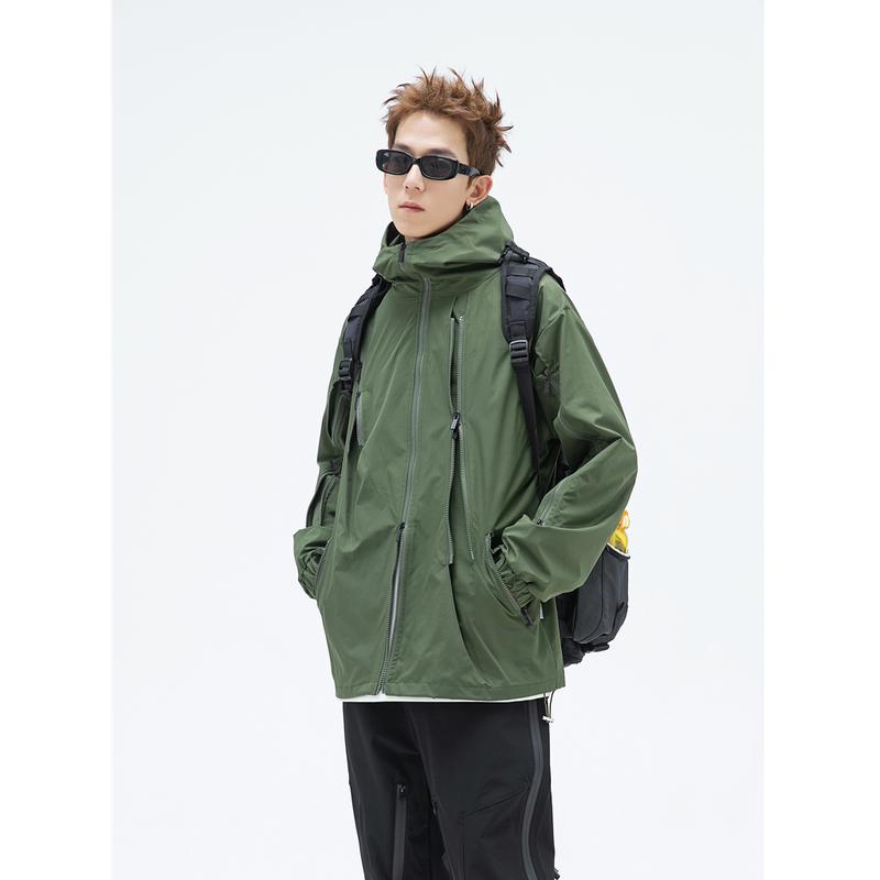 【机能】情侣冲锋衣男女同款户外机能风连帽冲锋衣运动夹克外套新-3