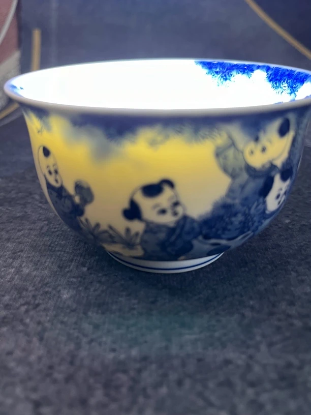 景德镇高温柴窑青花瓷纯手工手绘陶瓷狮子多子多福主人杯茶杯