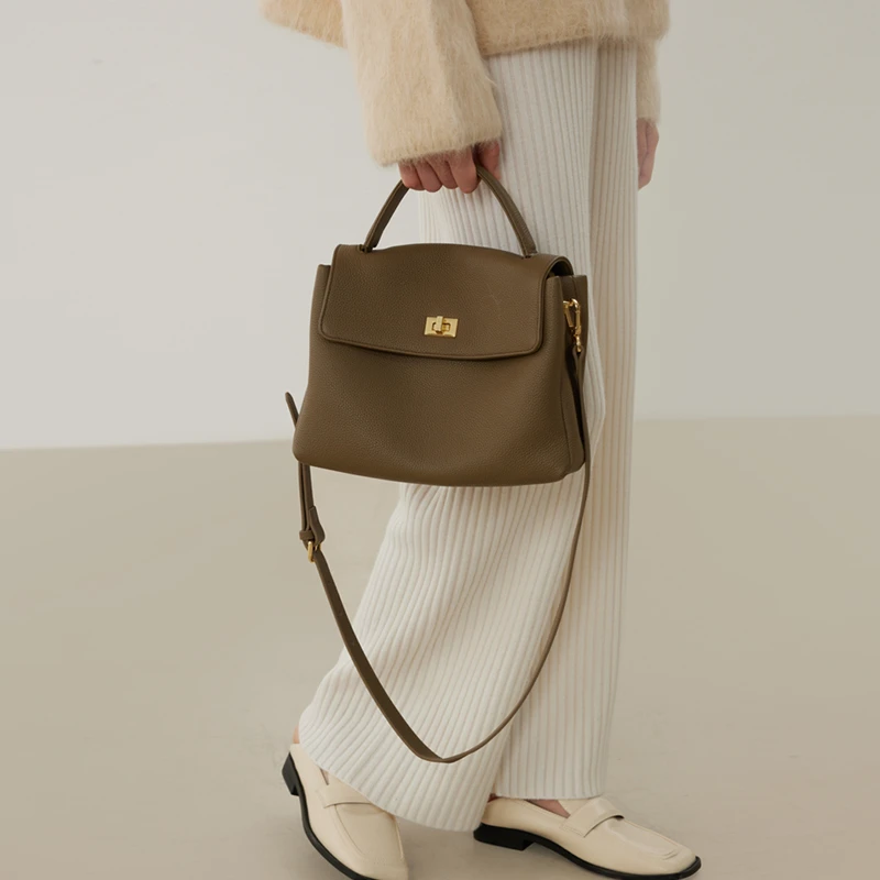 AVALEA葳里 头层togo牛皮手提包邮差包 通勤单肩包女包 大号