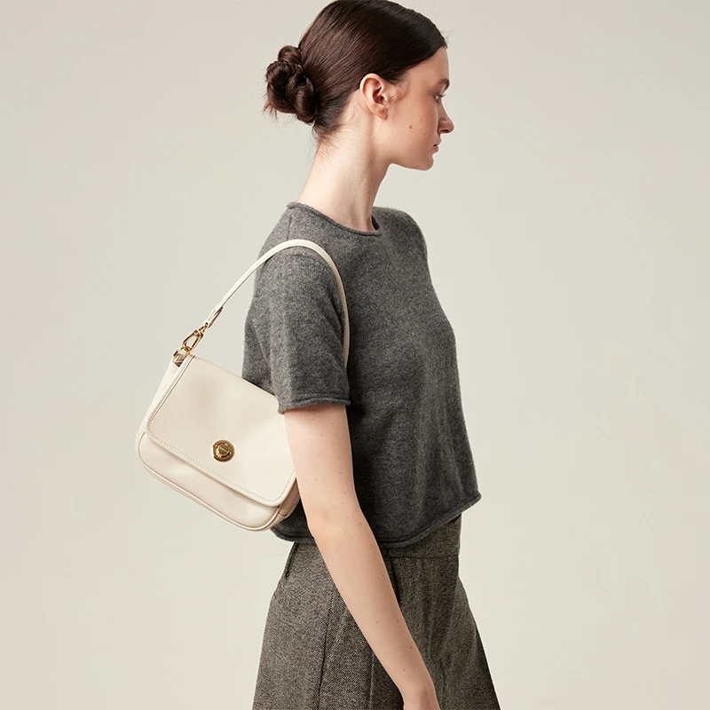 avalea葳里 牛皮简约单肩腋下包小号 时尚复古百搭斜挎包女包F224