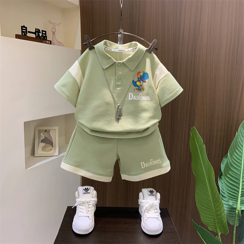 儿童装男童夏装套装2025新款痞帅宝宝polo衫男孩夏季薄款短袖衣服