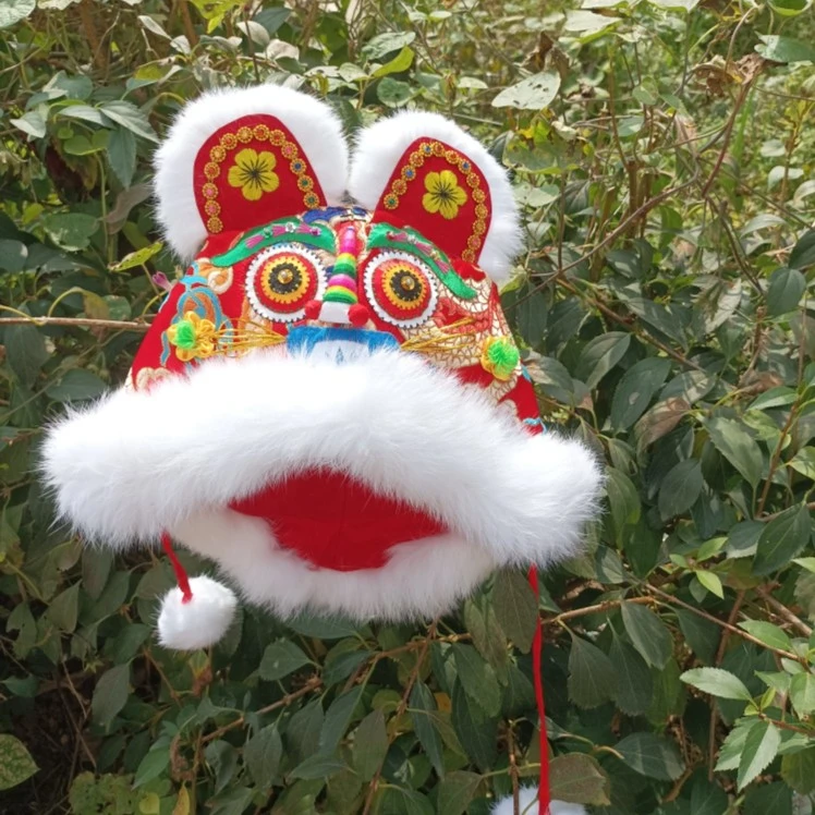 纯手工兔毛虎头帽