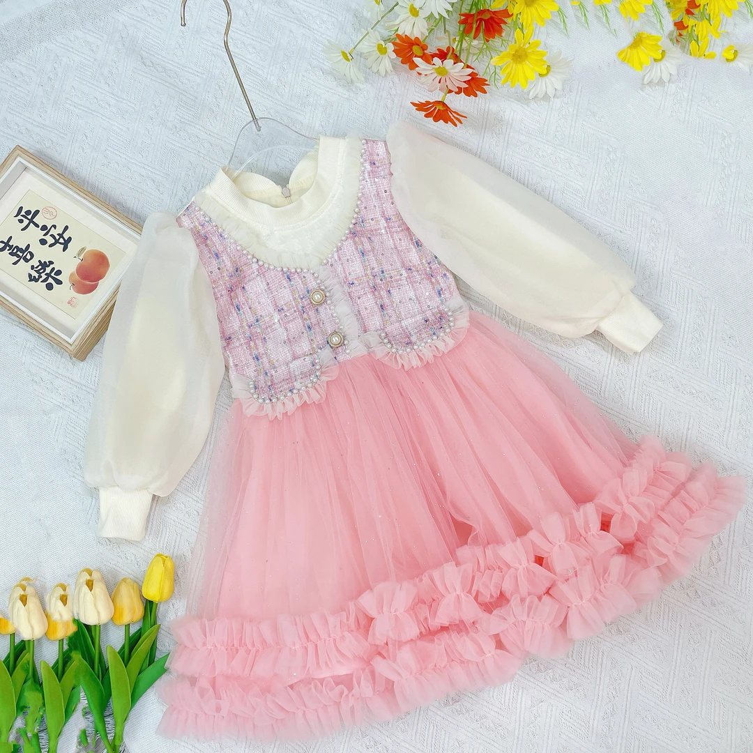 儿童春秋时尚宝宝裙子女孩童装女童洋气公主裙平安秋季韩版韩版裙