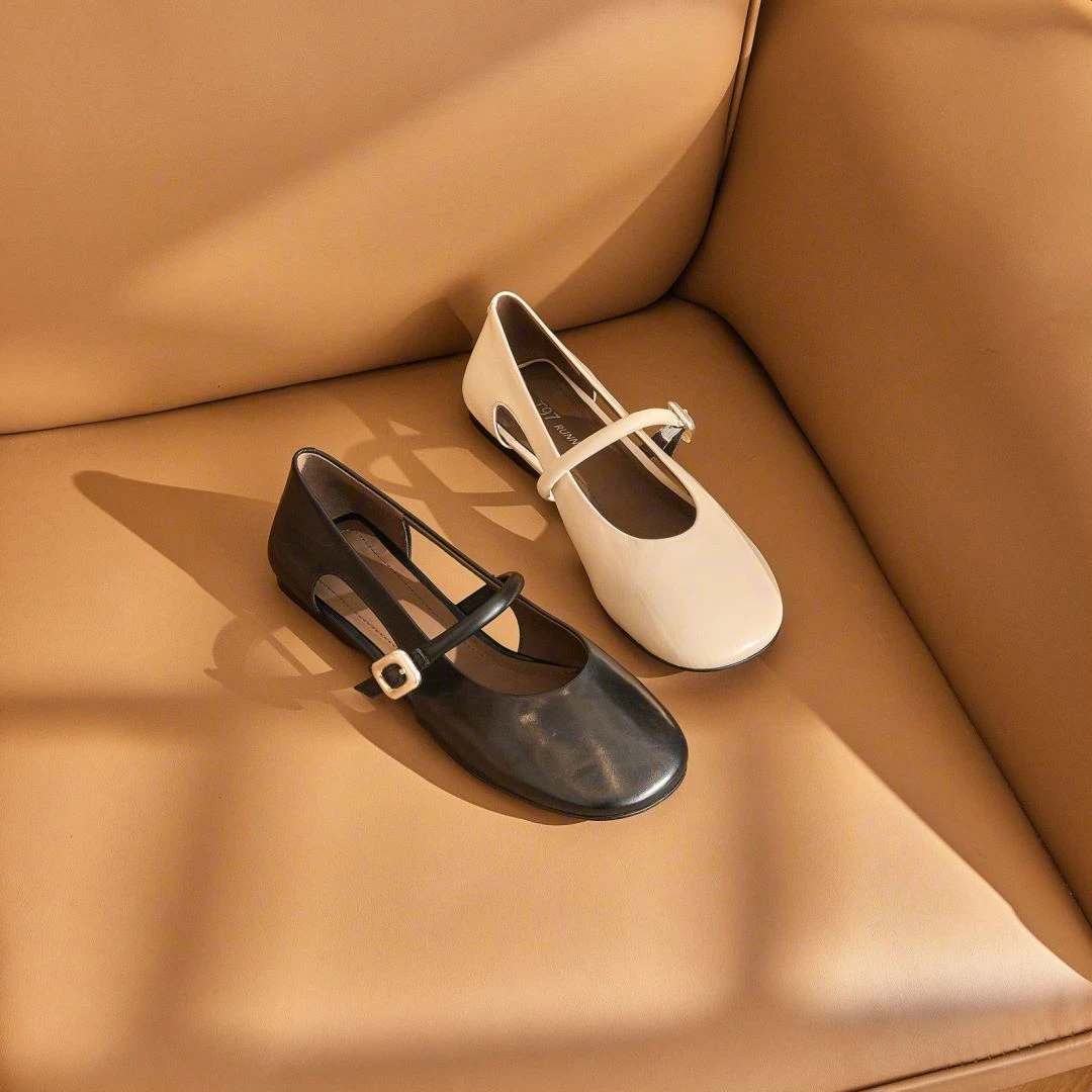 T972024夏季新款镂空浅口单鞋女平底百搭时尚圆头玛丽珍女鞋S390