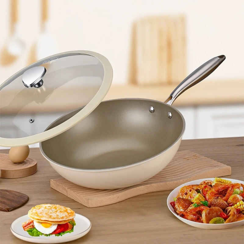 【2023新款】30CM有钛不粘轻烟少油家用平底灶具通用