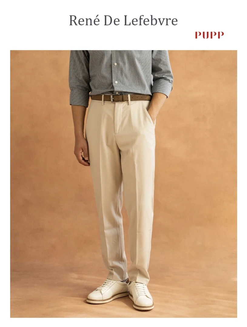 René De Lefebvre男士百搭阔腿修身直筒潮流显瘦商务休闲抗皱西裤
